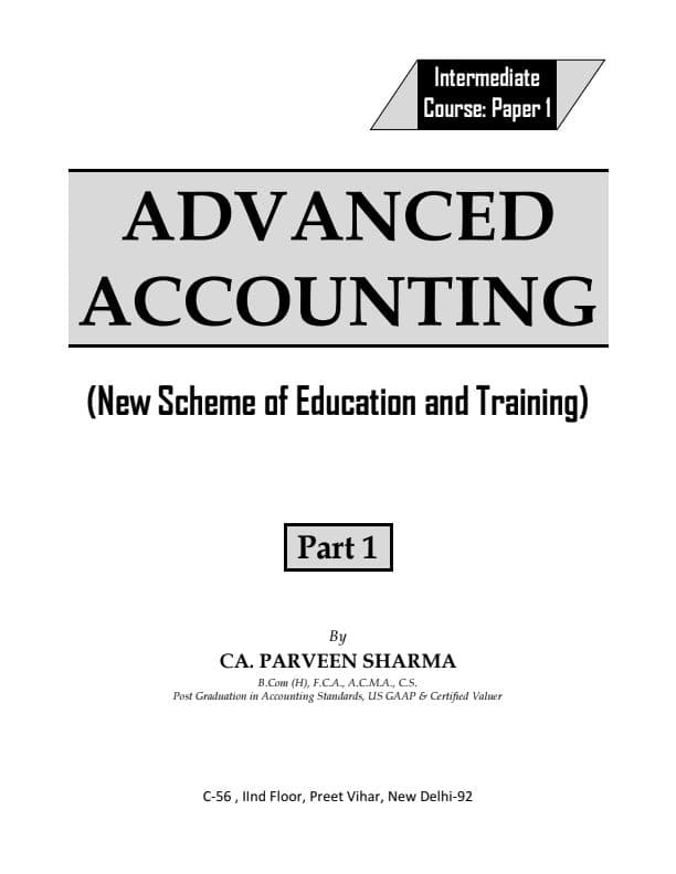 First page of CA intermediate Advance accounting questions bank