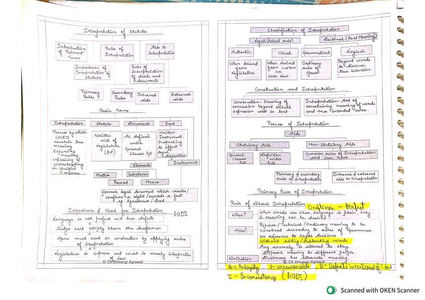 First page of Interpretation of Statute by Shivangi agarwal mam chart