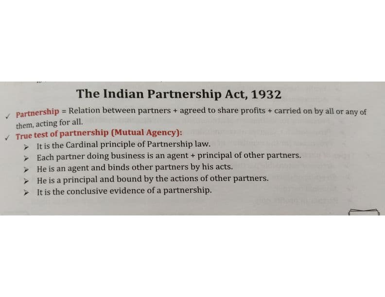 First page of Indian partnership Act notes for quick revision