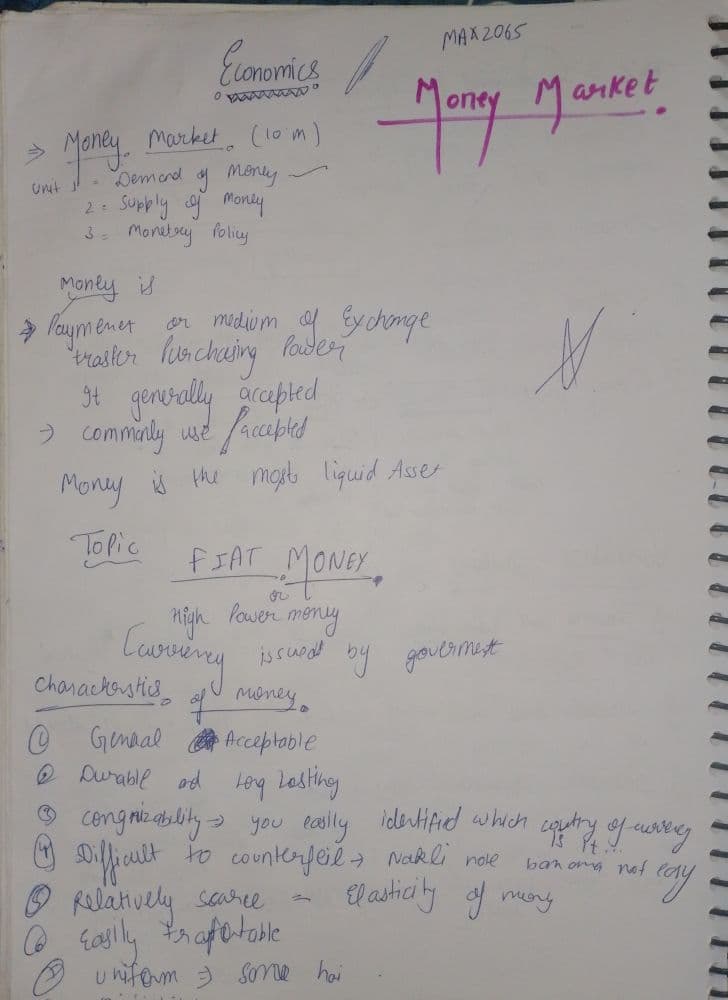 First page of Hand written notes