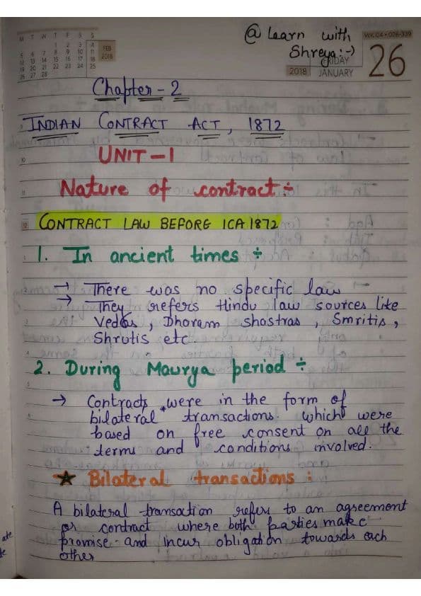 First page of Indian Contract Act 1872