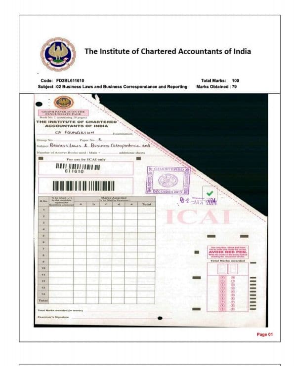 First page of Business law certified law paper scored 79 marks out of 100 U can see in what way we can write answers of law and with which format we have to write