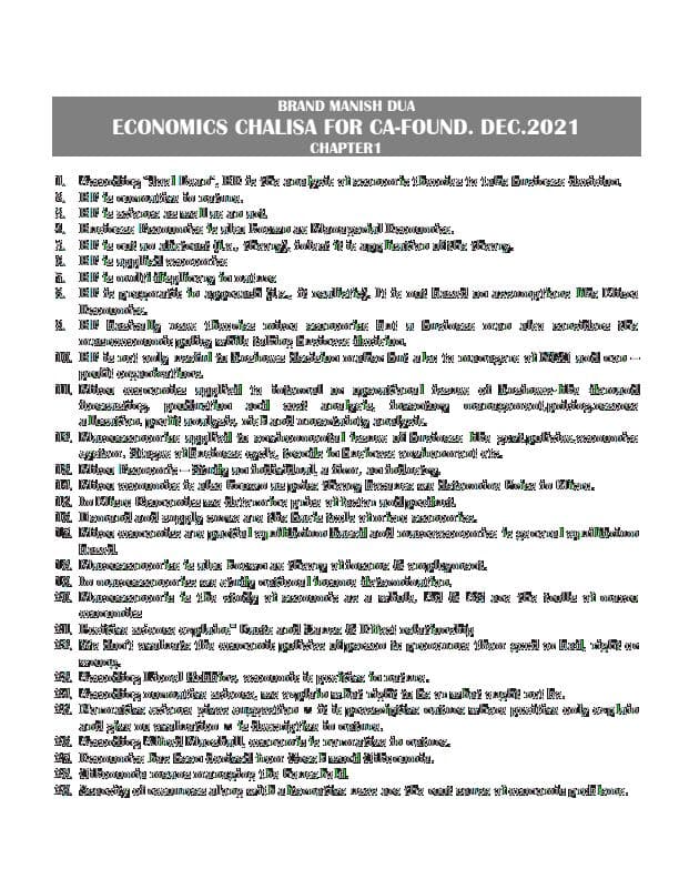 First page of Micro economics one liner. (Tg-@CAISLOVEFOREVER)