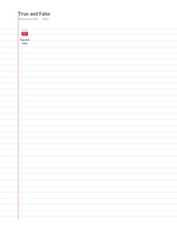 First page of True or false