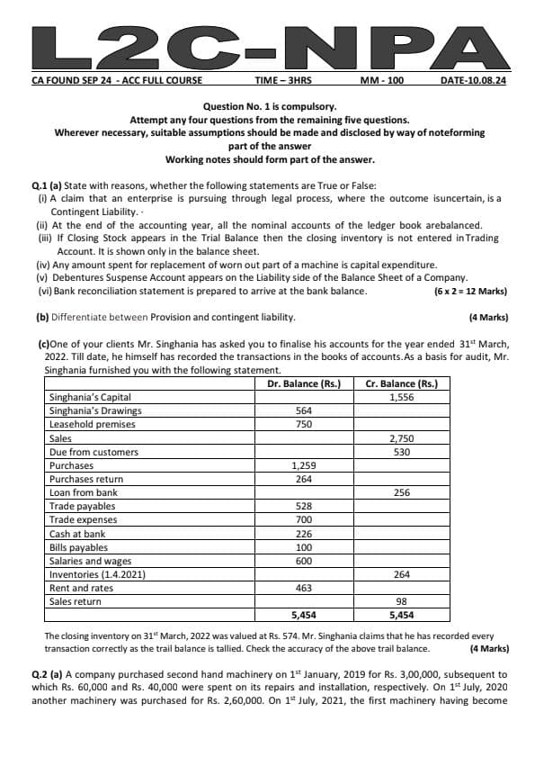 First page of Acc full course test