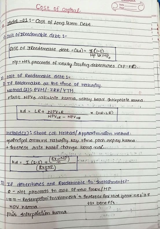First page of Last minute formulas of cost of capital