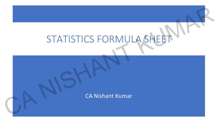 First page of STATISTICS FORMULA SHEET