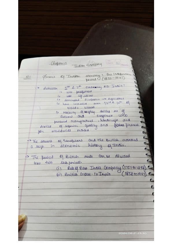 First page of Indian economy