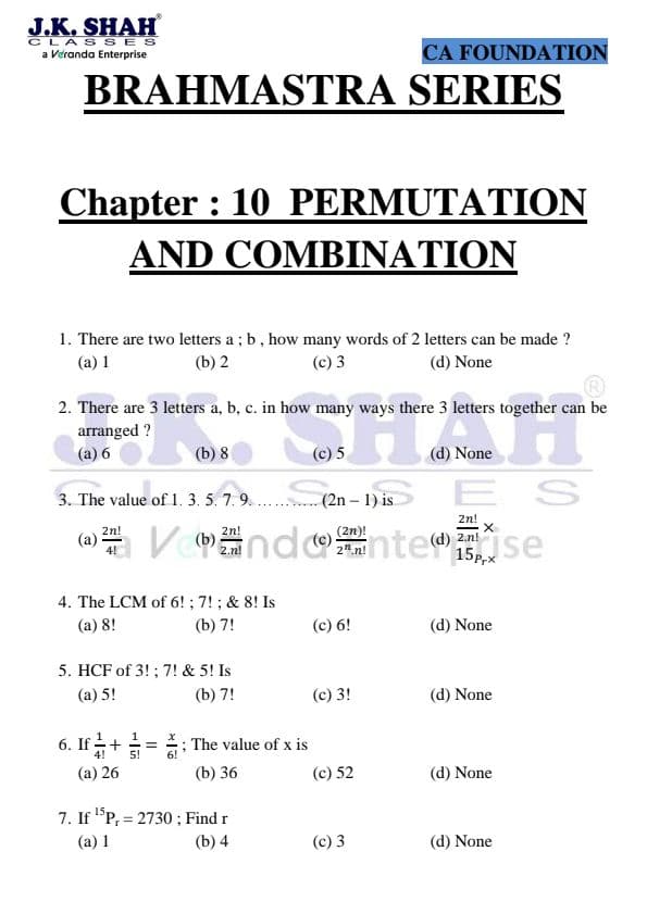 First page of Permutations and combinations