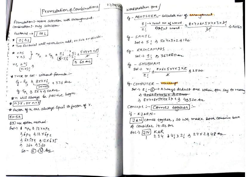 First page of Permutation & Combinations