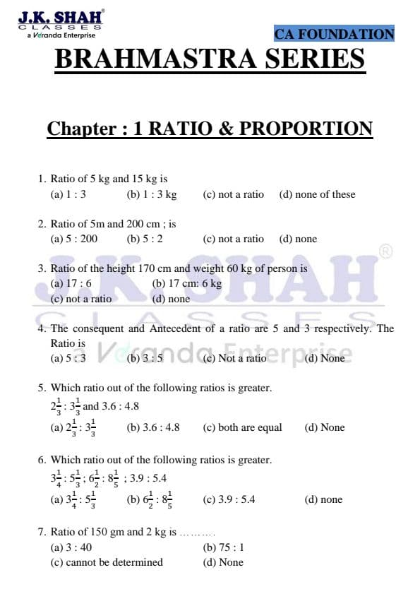 First page of Ratio and proportion Brahmastra serise