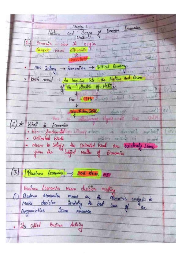 First page of Nature and Scope of Business Economics