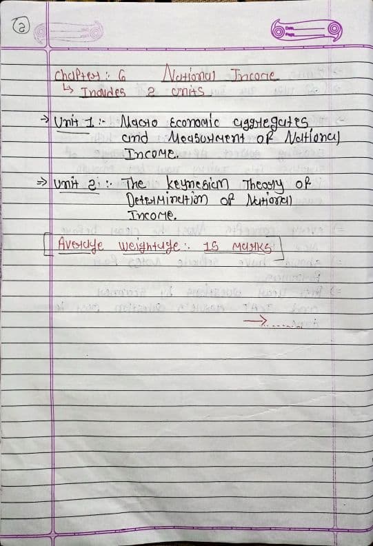 First page of Indian economy hand written notes in a compact way