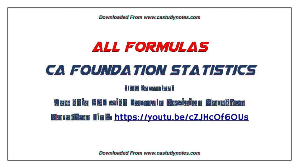 First page of Maths statistics all important formula