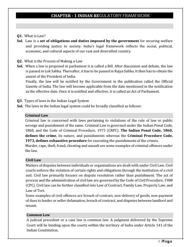First page of Business Law Practice Questions