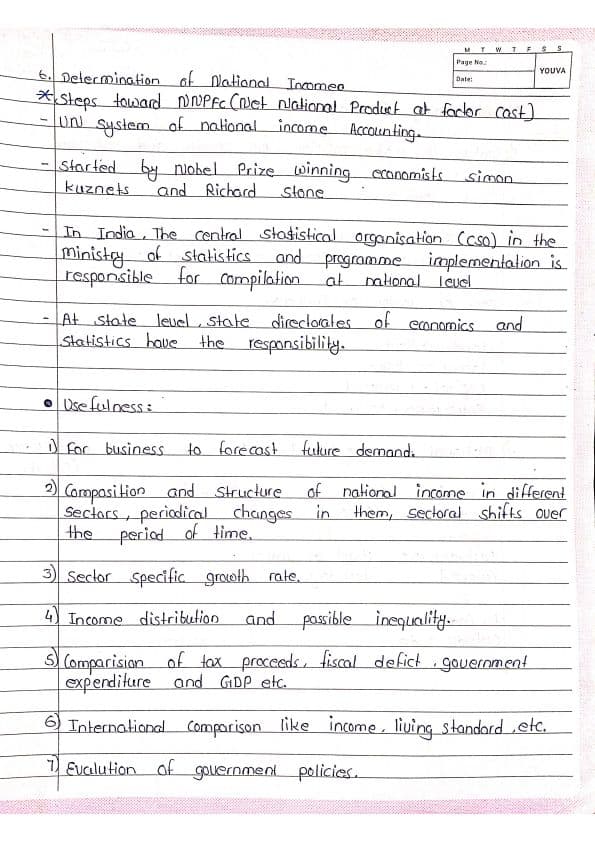 First page of National income unit 1
