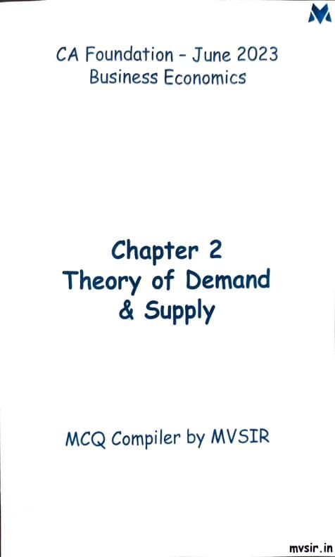 First page of MCQ Compiler by MV sir chapter 2 unit 1 CA foundation