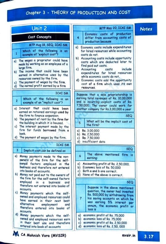 First page of MCQ Compiler by MV sir chapter 3 CA foundation