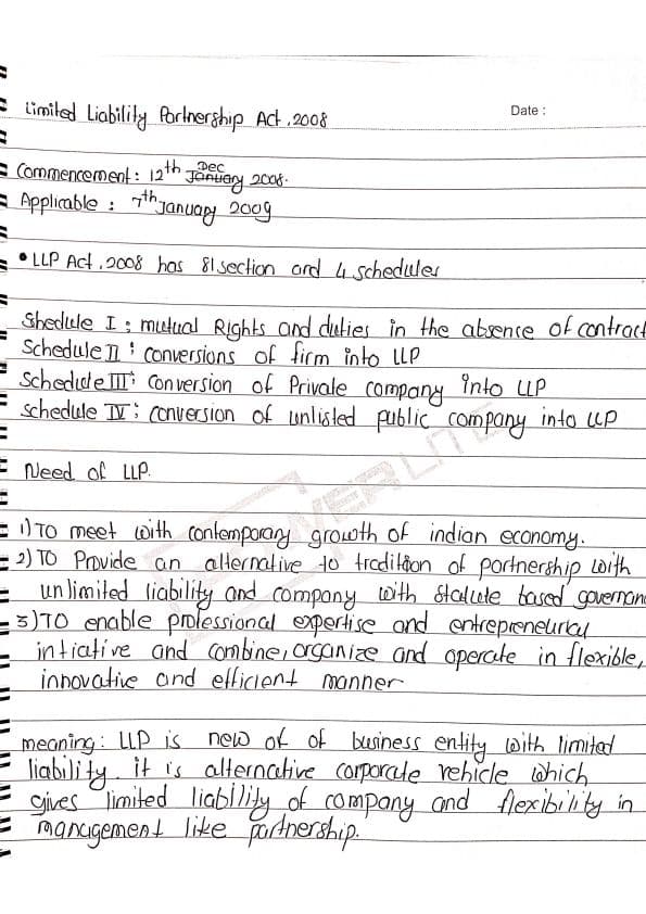 First page of Limited Liability Partnership i act ,2008