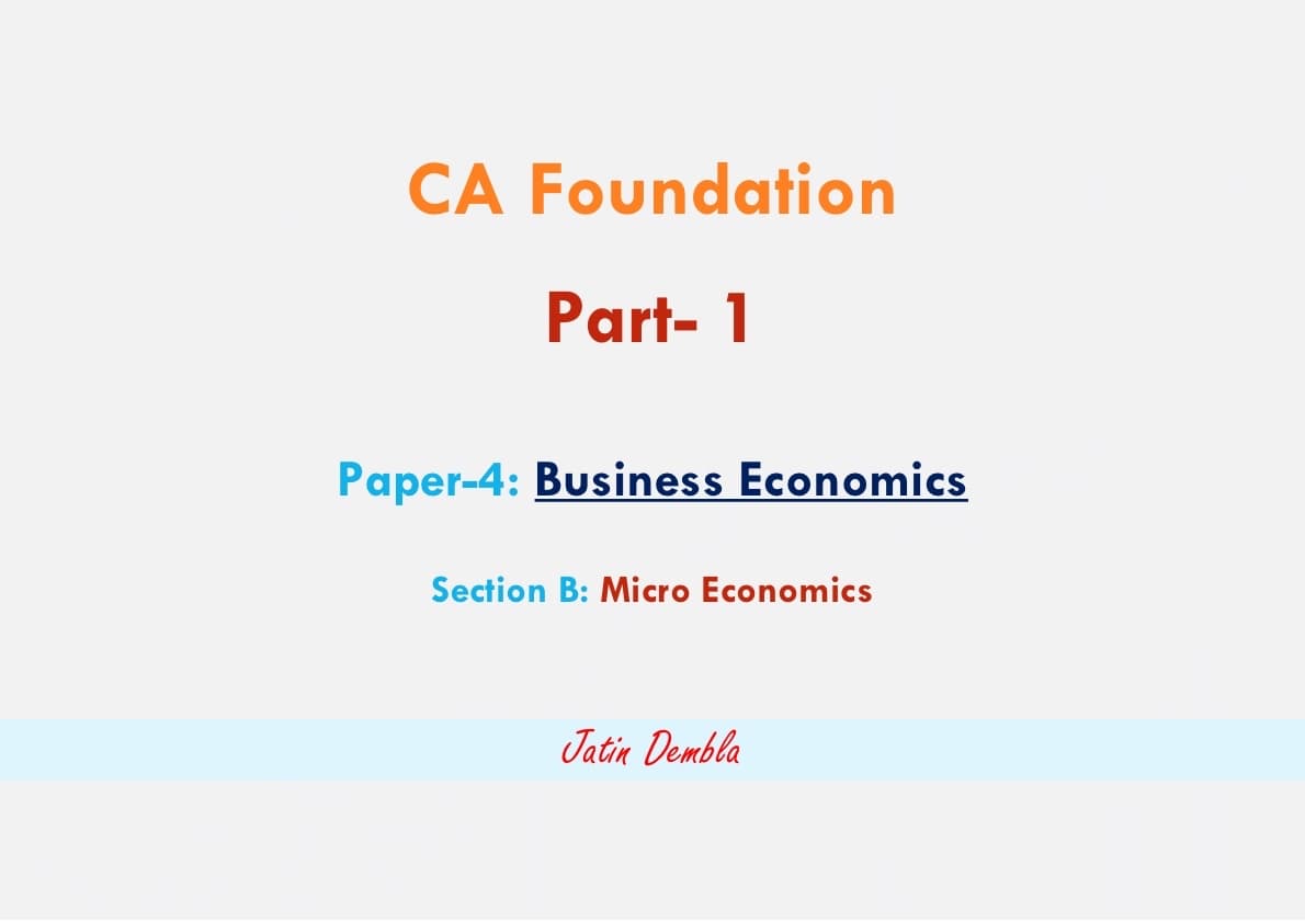 First page of Micro Economics all chapters notes