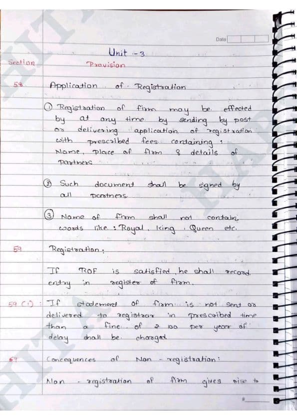 First page of Partnership act unit 3 b com students