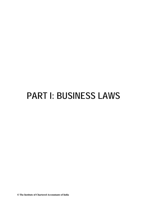 First page of Business laws Questions of Indian Contract Act all units For CA foundation