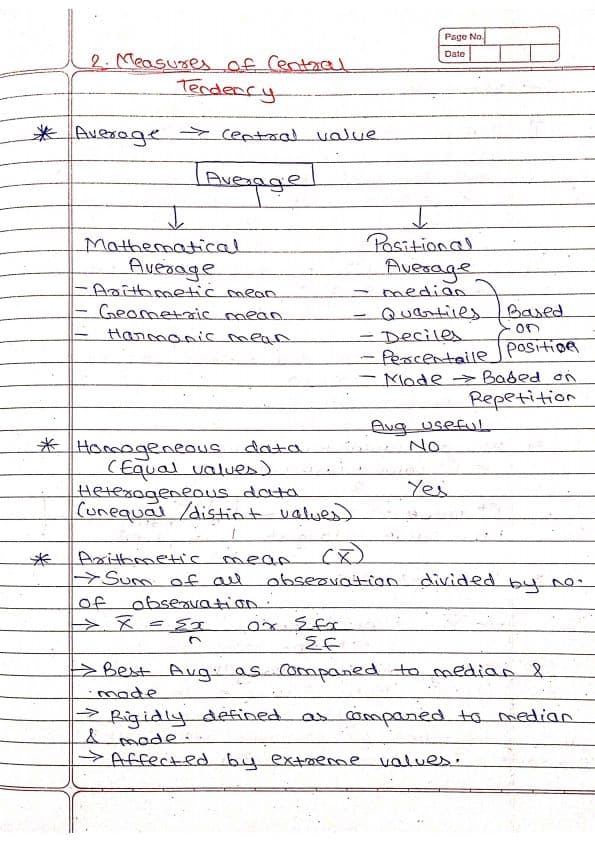 First page of Ca foundation stat ch 14 hand written notes