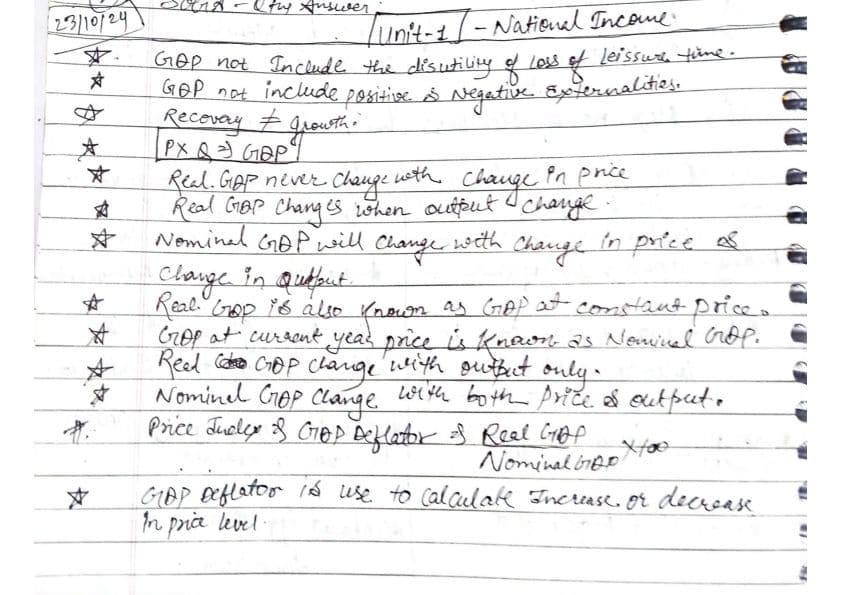 First page of National income -unit 1