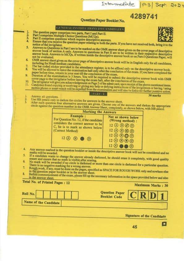 First page of Tax sept 24suggested answer of mcq