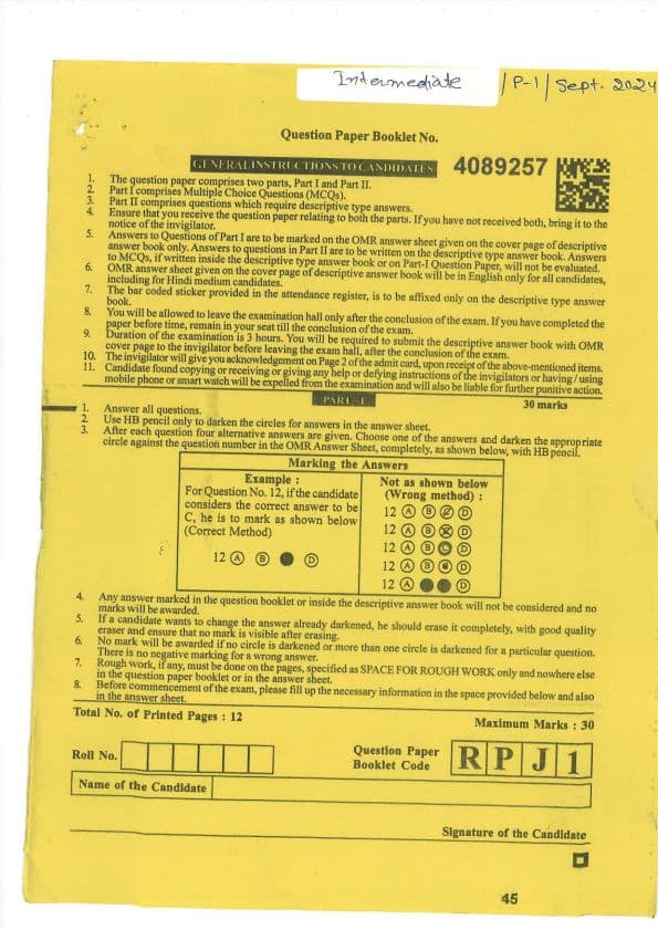 First page of Accounts sept 24 suggested answer of mcq