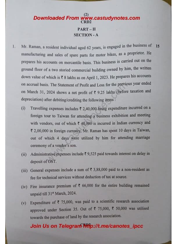 First page of Taxation 2024 sep attempt question paper if ant one want dm me