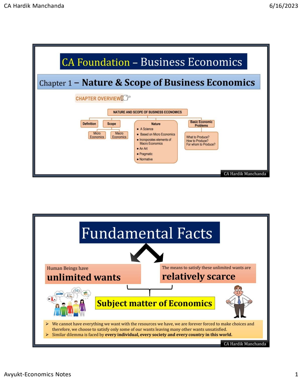 First page of Micro economics notes of hardik manchanda sir