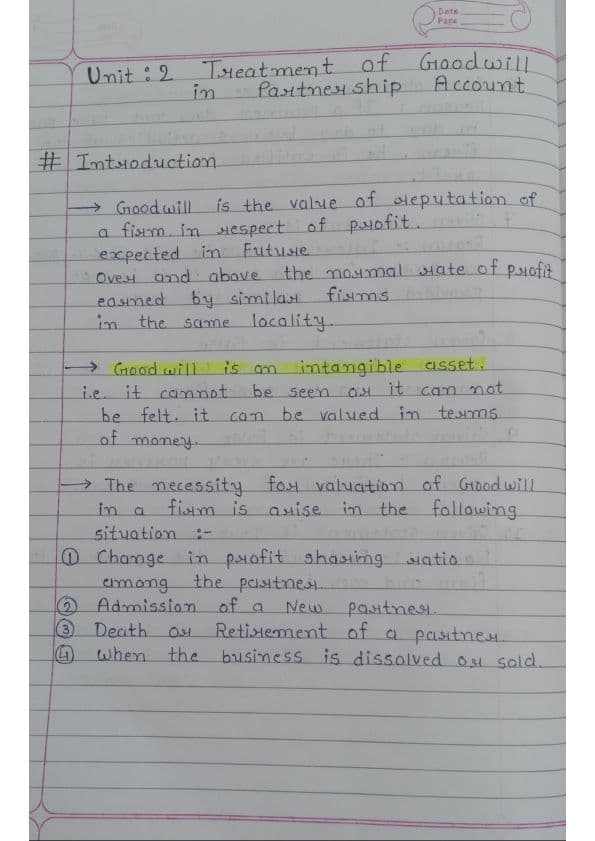 First page of Notes