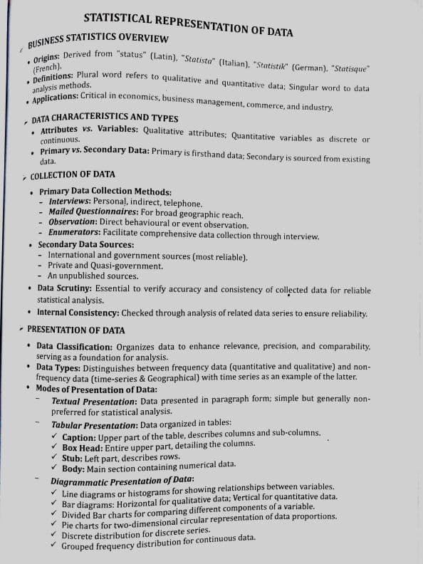 First page of Statistical description and sampling