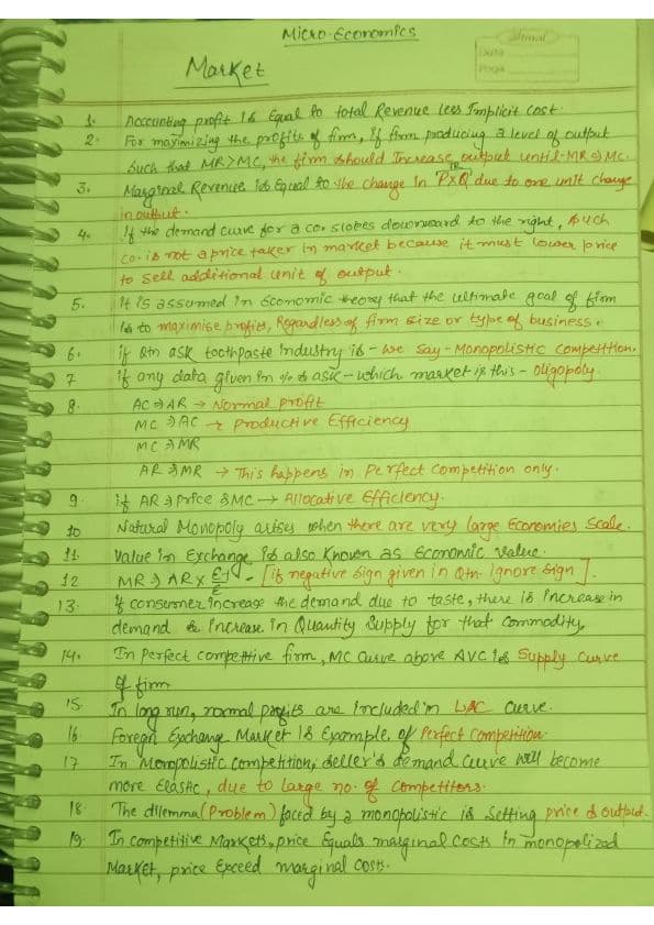 First page of Microeconomics-Market