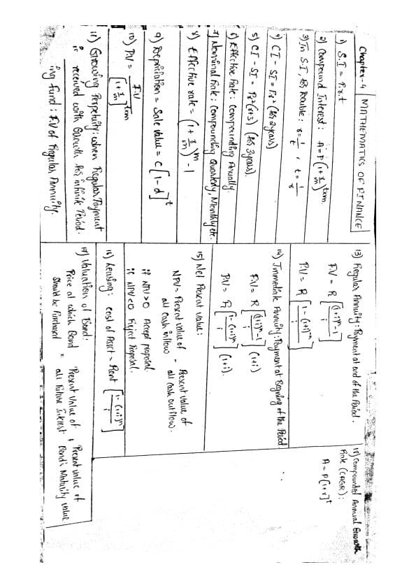 First page of Qa chapter 4 Formula sheet