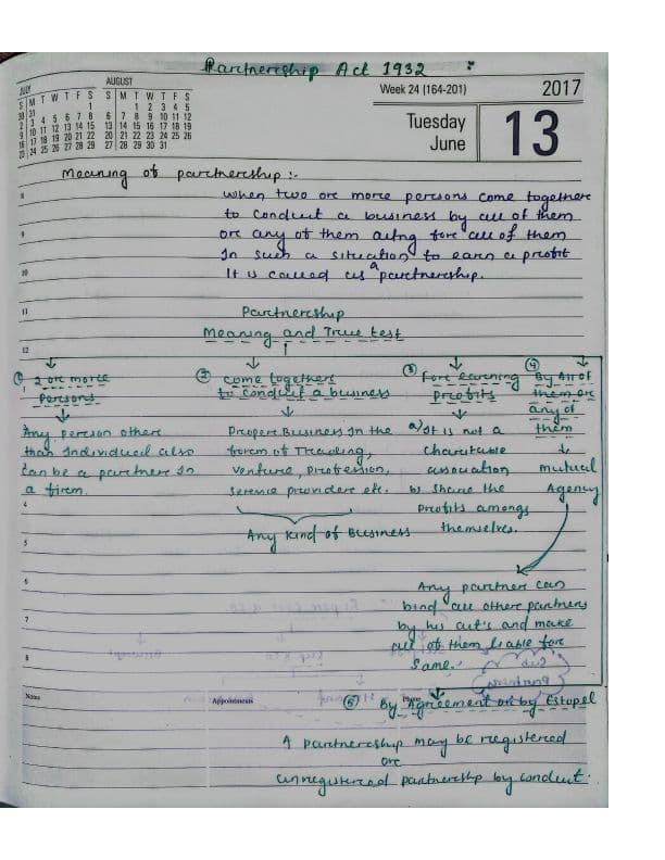 First page of INDIAN PARTNERSHIP ACT 1932 HANDWRITTEN NOTES FULL BY SATYAJIT