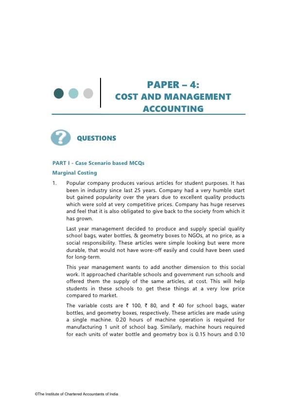 First page of Costing RTP JAN 25 ca inter Follow me for more updates
