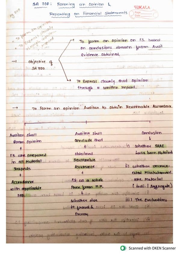 First page of CA inter Audit handwritten notes