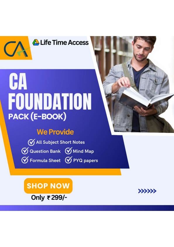First page of CA Foundation Pack has everything you need: ✅ Short Notes for all subjects ✅ Mind Maps ✅ Question Bank ✅ Formula Sheets ✅ PYQ Papers