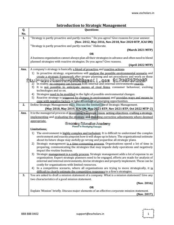 First page of SM Questions Bank Groming Education Academy join me if you need anything