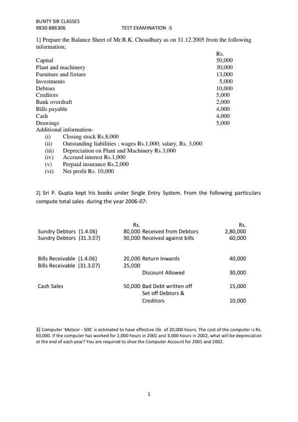 First page of Practice sum