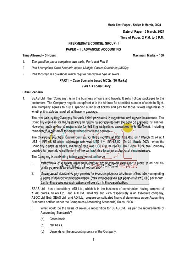 First page of Advanced Accounts MTP Compiler May 24 to Jan 25 Total 9 MTP's New Syllabus Join me friends if you need anything