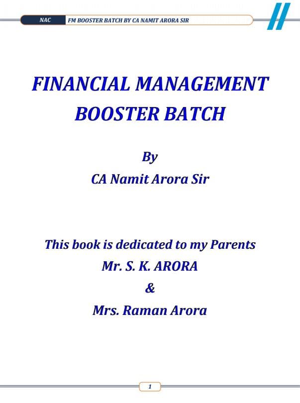 First page of FM Booster Batch Jan 2025 By CA Namit Arora Sir Starting From 4 th Dec Join me friends if you need anything