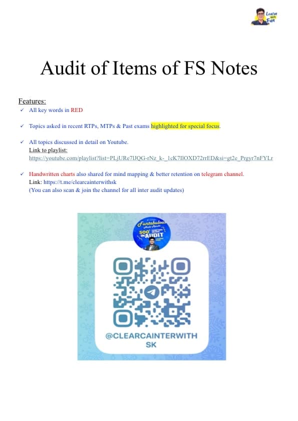 First page of Audit Chapter 5 CA Shubham keshwani sir