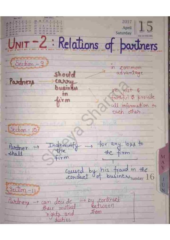 First page of Partnership act 1932 unit 2 Business law