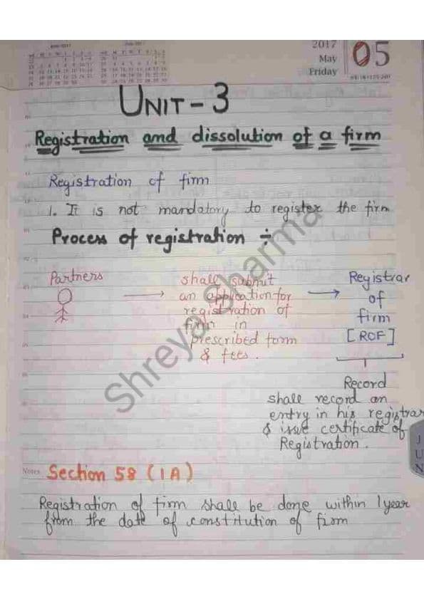 First page of Partnership act 1932 unit 3 Business law
