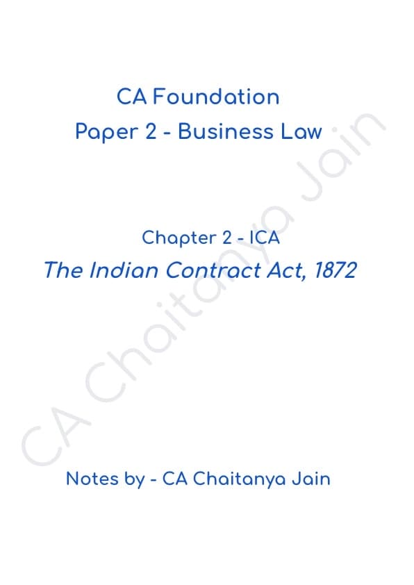 First page of Indian contract act 1872 notes