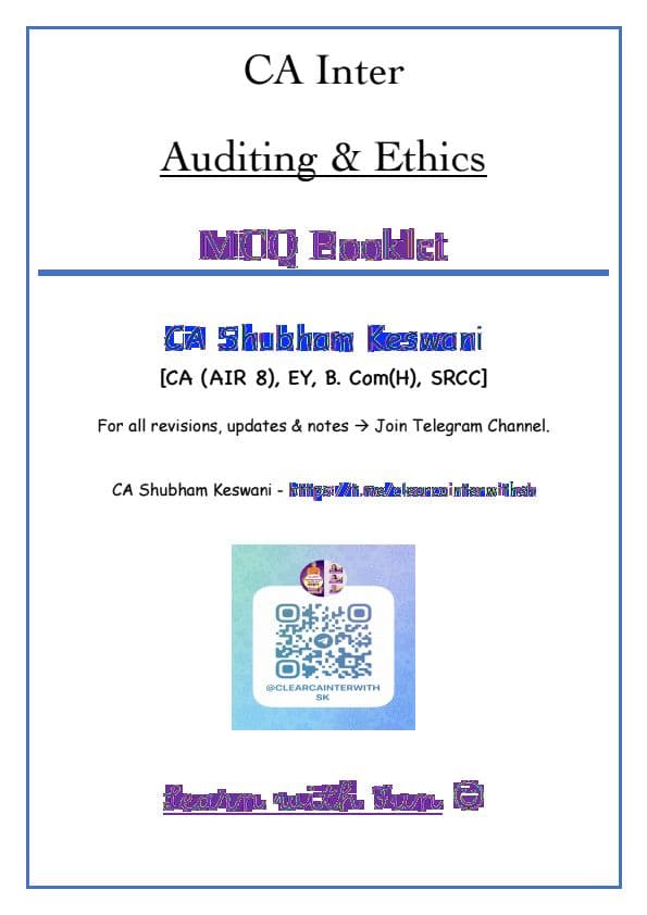 First page of Ca inter audit mcqs by shubham keshwani sir