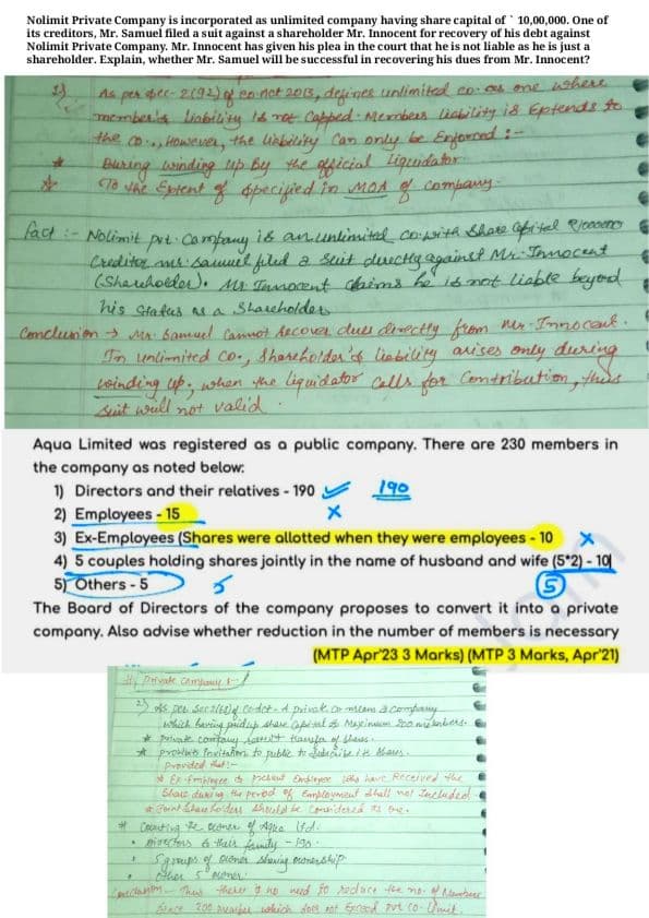First page of COMPANIES ACT REVISIONARY QUESTIONS